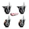 Service Caster 3.5'' Maroon Polyurethane Swivel 3/4'' Square Stem Caster Set 2 Brakes, 4PK SCC-SQ20S3514-PPUB-MRN-PLB-34-2-S-2 - alternate 3
